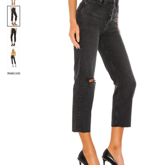 NWOT RE/DONE Ultra High Rise Stove Pipe in vintage black destroy size 25 - Picture 4 of 9